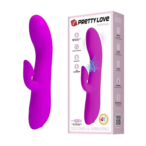 Вібратор з вакуумним стимулятором клітора Pretty Love Massage фіолетовий - фото 4