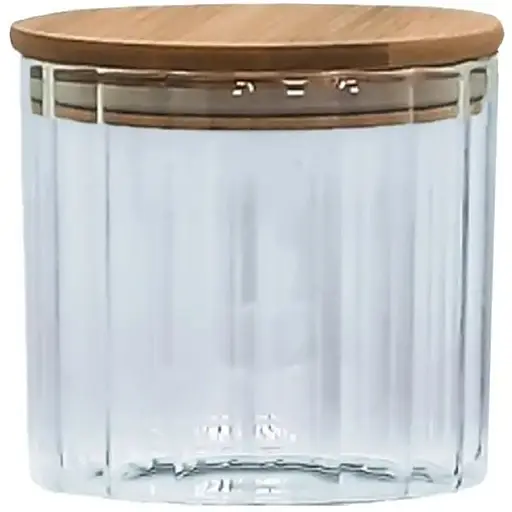 Емкость стеклянная Vittora с деревянной крышкой круглая янтарь 800 мл VT-8008 (135513)