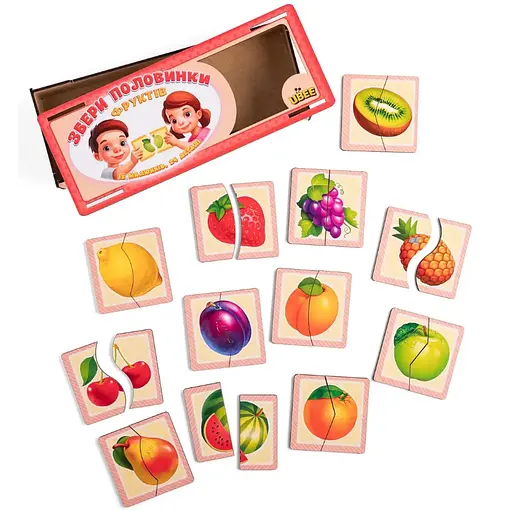Пазл дерев'яний розвиваючий "Половинки. Фрукти" Ubee ПСФ075