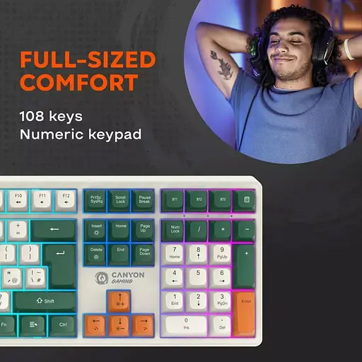 Клавіатура Canyon keyboard Shadder GKW-11 Mech RGB UK/US Wireless White (CND-SKBW11) - фото 11