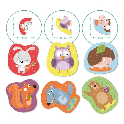 Дитячий пазл Лісові тварини DoDo 300195, 2-3-4 елементів - фото 4