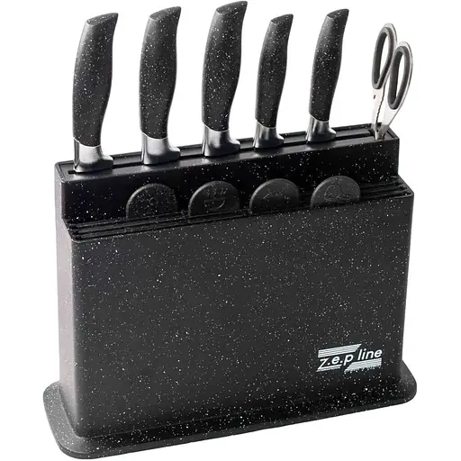 Набір ножів та дощечок Zepline ZP-043 з підставкою Чорний 11 предметів - фото 1