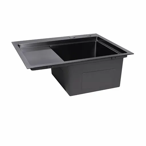 Кухонная мойка Platinum Handmade PVD 580x480x220 R черная (толщина 3,0/1,5 мм, корзина и дозатор в комплекте), Черный - фото 5