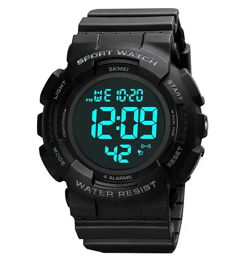 Чоловічий наручний спортивний годинник Skmei 2081 Чорний з чорним - фото 3