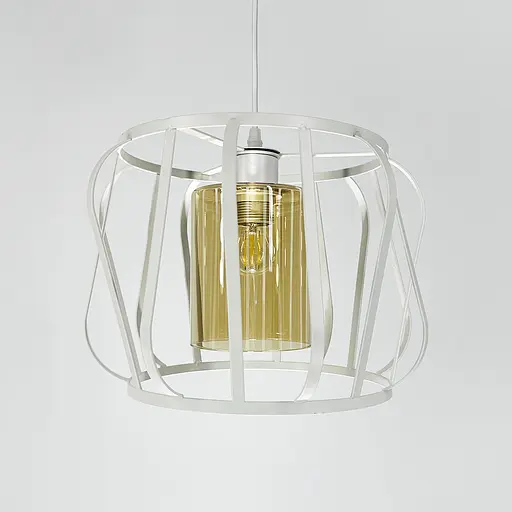 Підвісний світильник із янтарним плафоном у білому корпусі 32×23 см | Арт. 12682/1 WT+AM | Line F - фото 4