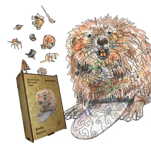 Пазл деревянный Кур*а Бобер, А1, 500+ элементов, Картонная коробка