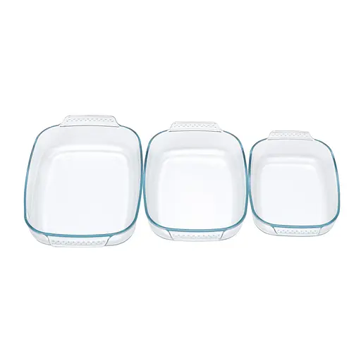 Набір деко прямокутних форми з жароміцного скла для запікання з ручками 3.1 л 2.5 л 1.8 л, Ristal Прозорий 86981 - фото 4