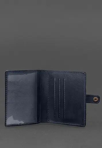 Кожаная обложка-портмоне для удостоверения офицера 11.0 темно-синяя - фото 4