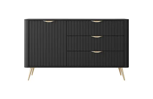 Комод Perfect Home Ланте / Lante 1-дверний з 3 шухлядами і золотими ніжками 1D3S/138 Чорний (PFH-091192) - фото 5