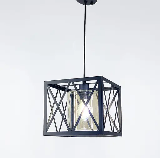 Підвісний світильник у геометричному чорному каркасі Line.F Колір плафона Графітовий - фото 8