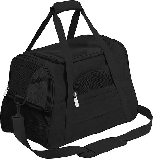 Сумка переноска для тварин Складна сумка для невеликих собак та кішок до 7 кг Чорний колір - фото 1