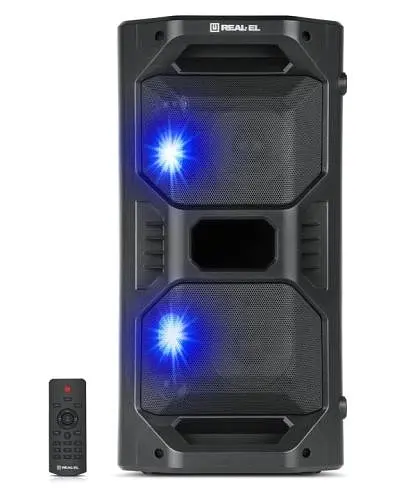 Колонка портативная 2.0 REAL-EL X-757 Black, 2 x 25 Вт, пластиковый корпус, Bluetooth, MicroSD / USB, FM-приемник, питание от аккумулятора, 8000мА * ч, управление сбоку - фото 9