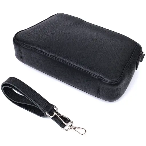 Сумка женская багет Shvigel с цепочкой и съемным ремешком из зернистой натуральной кожи 26.5х15х5.5 см sum0027034 - фото 5