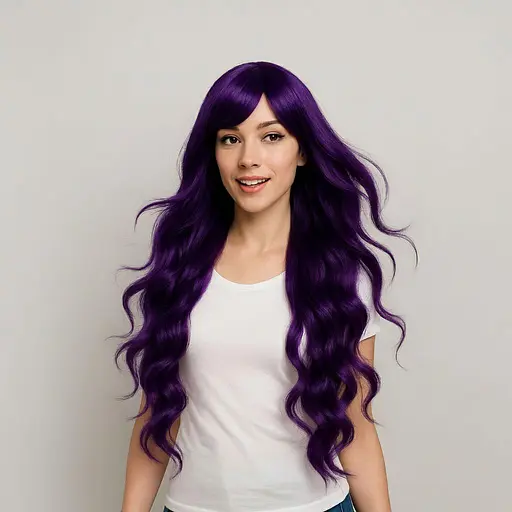 Перука кучерява довга рівний зріз з термоволокна 80 см ліловий - фото 1