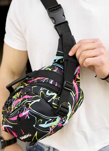 Сумка через плечо бананка Sambag Flex Pro принт "ABSTRACT" 30×17×15 см (85451707m) - фото 3