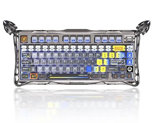 Клавіатура GravaStar Mercury K1 Pro 80keys Kailh Speedy Mint BT/WL/USB RGB Interstellar Silver (GSK1PRO_S_CGRY) - фото 1