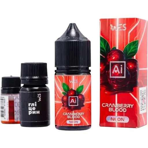Набір компонентів для самозамісу сольової заправки Wes Ai Neon Cranberry Blood Журавлина 30 мл, 0-50 мг (18611) - фото 1