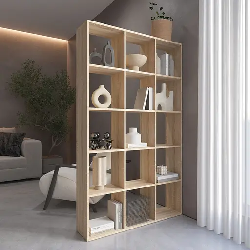 Книжная полка стеллаж Vays M-2 на 15 ячеек ЛДСП 108x29x178 см для дома офиса детской или гостиной - фото 2