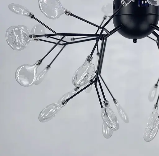 Потолочная каскадная люстра на 36 плафонов в черном цвете. Line.F Цвет плафона Белый - фото 6