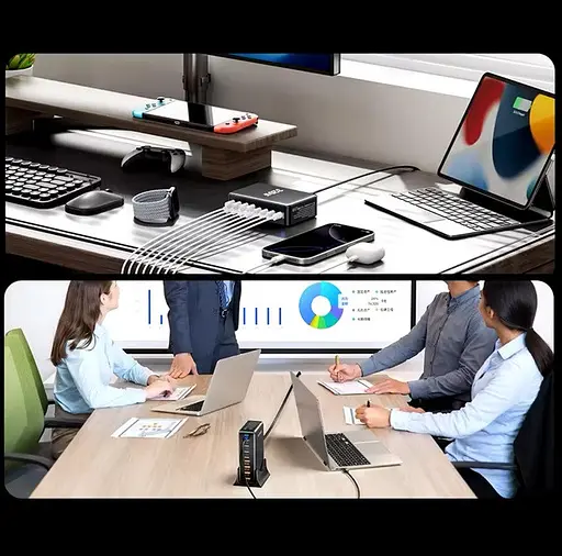 Зарядный адаптер блока питания Essager 320 W GaN YMX-320 4U+4C (8 выходов) - фото 8