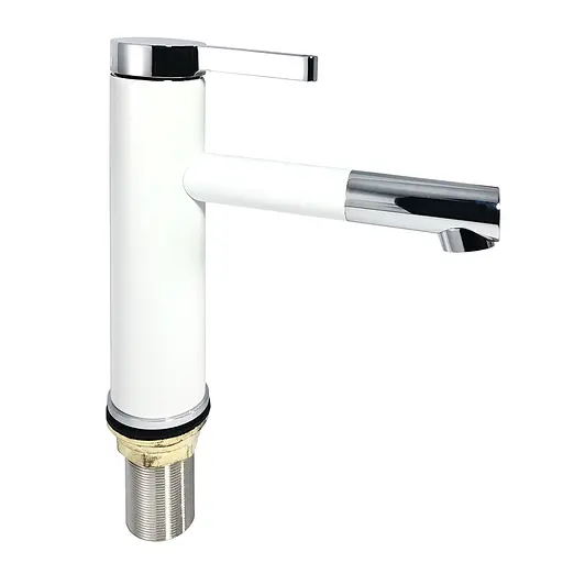 Смеситель для умывальника поворотный аэратор гайка белый/хром Ø35 Frap 1/10 F1052-14 Белый - фото 1