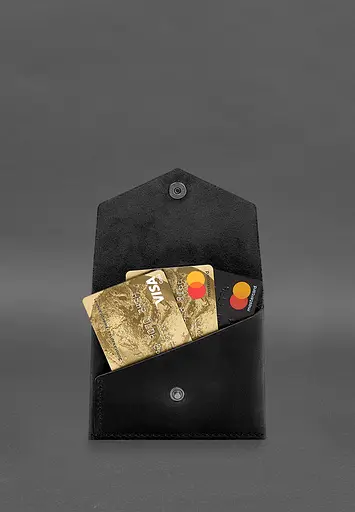 Кожаный кошелек mini 3.0 (кард-кейс) черный Crazy Horse - фото 4