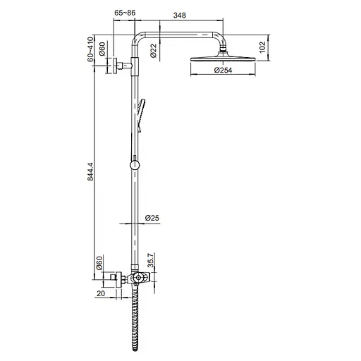 Душова система з термостатом Koer KB-55014-05 KR4733, Чорний матовий - фото 2