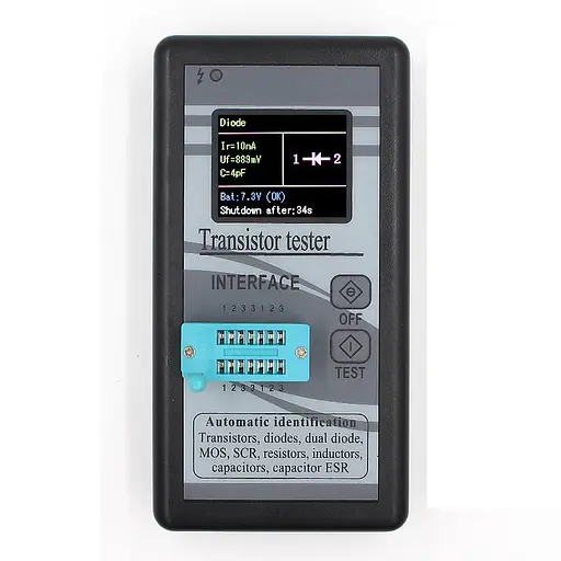 Транзистор тестер универсальный для проверки транзисторов, конденсаторов, радиодеталей и радиокомпонентов Fnirsi TT-128 (100150)