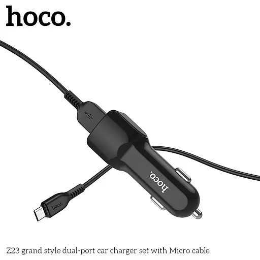 Адаптер автомобильный Hoco Micro cable Z23 2USB, 2.4A - фото 6