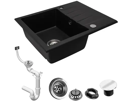 Кухонная мойка гранитная Rea North black ZLE-00124, Черный - фото 6