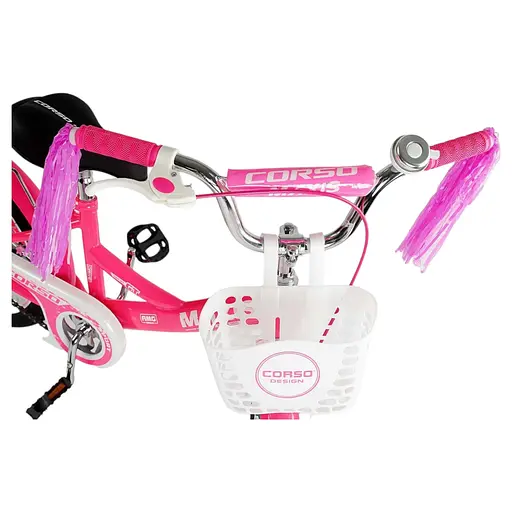 Велосипед 16" дюймов 2-х колесный CL-16113 "CORSO" MAXIS, корзина, ручной тормоз, колокольчик, сиденье с ручкой, доп. колеса (6800067161130) - фото 4