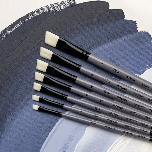 Пензель синтетика кутова INTENSE 1668А №1 довга ручка Rosa - фото 3