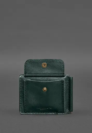 Кожаное портмоне 13.0 зажим зеленый краст - фото 7