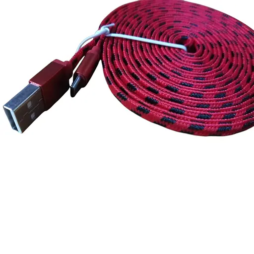 Кабель 3 метра Micro-USB тканевая оплетка красный microUSB шнур - фото 1