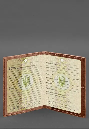 Кожаная обложка для военного билета с карманами 7.2 светло-коричневый краст - фото 5