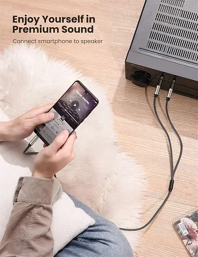 Аудіокабель UGREEN 3.5mm TRS to Dual 6.35mm TS Audio Cable 1m (Gray) - фото 9