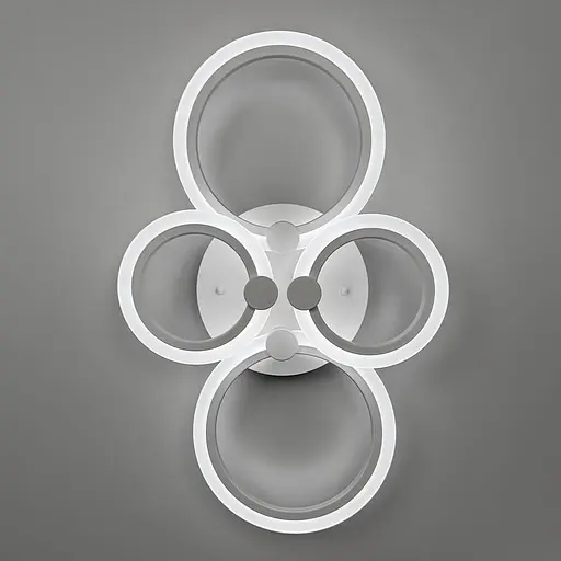 Світлодіодна біла люстра Senta на 4 кільця 60х38 см без пульта Line F Арт. 2374 2+2 WT - фото 1