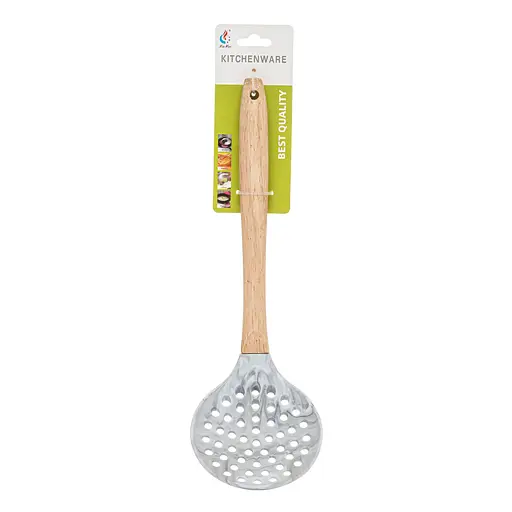 Шумівка силіконова під мармур з дерев'яною ручкою 33.5 см, Kitchen Master Бежевий 86312 - фото 3