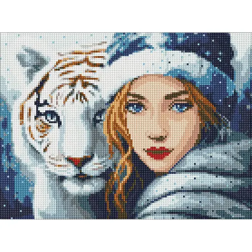 Алмазна мозаїка без підрамника Зимове тепло AMC7909 з АВ стразами 30х40см