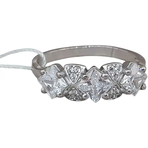 Срібне кільце Агні Німфея з фіанітами. 1404/1Р-CZ 17