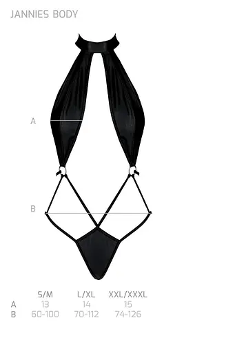 Боді-халтер із екошкіри Passion JANNIES Body L/XL black - фото 7