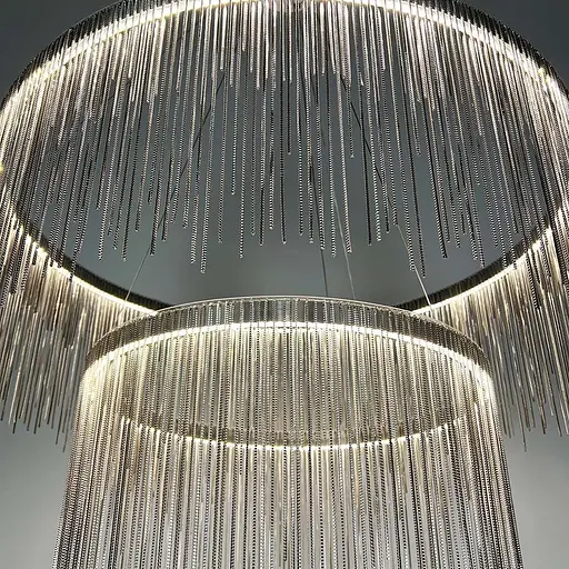 Хромована люстра з ланцюжками на 2 яруси Ø 80+50 см | Line F | Арт. SP07-800+500 - фото 10