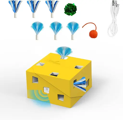 Інтерактивні іграшки для кішок DMpets, автоматичні миші, пір'я, стрічка, хованка, що вискакує в 12 отворах для домашніх кішок, оно