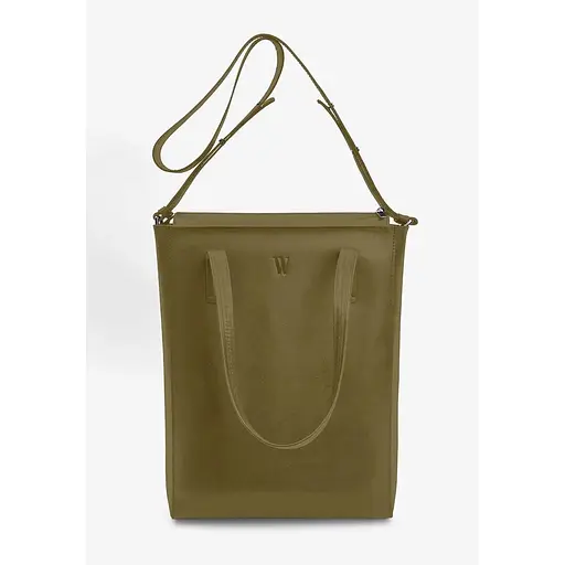 Шкіряний шоппер Nancy оливковий - фото 1