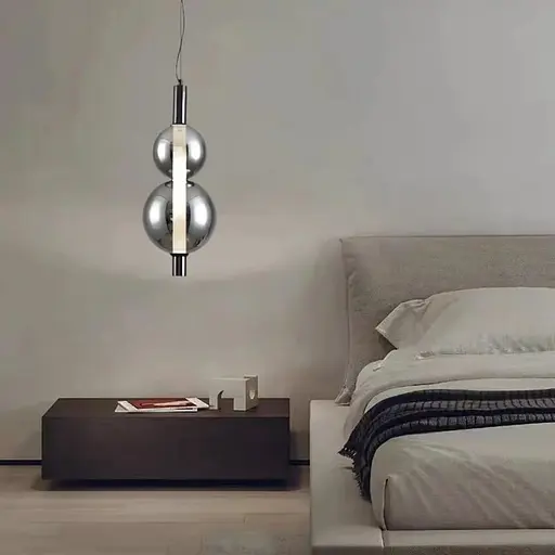 Чорний світлодіодний підвіс із 2-ма графітовими кульками 50 см | Line F | Арт. NO23/2 BK+GR - фото 1