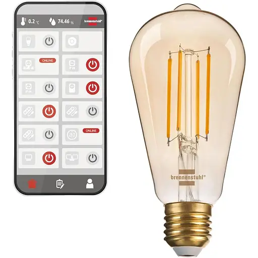 Вінтажна лампочка Brennenstuhl Connect WiFi Filament LED Lamp Edison (вінтажна лампочка, сумісна з Amazon Alexa та Google Assistan