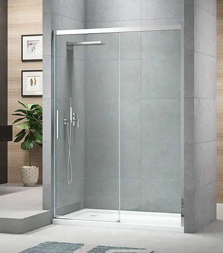 Дверь в нишу Koer SR SD05-140x200-TR-01 прозрачное стекло Easy Clean 6 мм, хром KR5406, универсальная, прозрачная, хром - фото 5