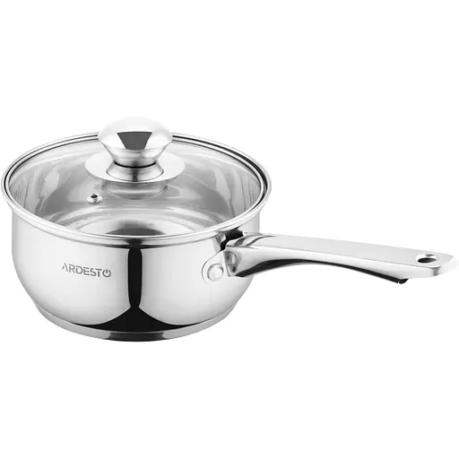 ARDESTO Ківш Gemini Gourmet, скляна кришка, 1.4 л, нержавіюча сталь