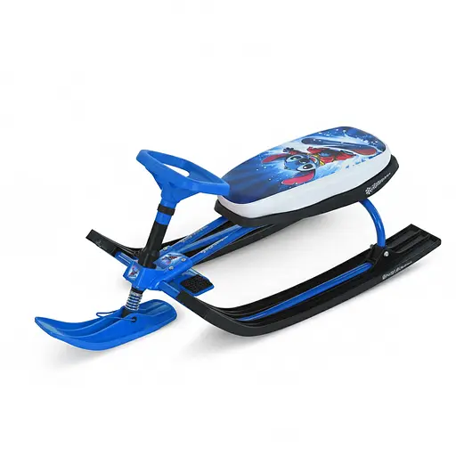 Снігокат MS 1778-8 Низька рама, м'яке сидіння з екошкіри 45х21см (2 положення), кермо, металопластик, чорно-синій