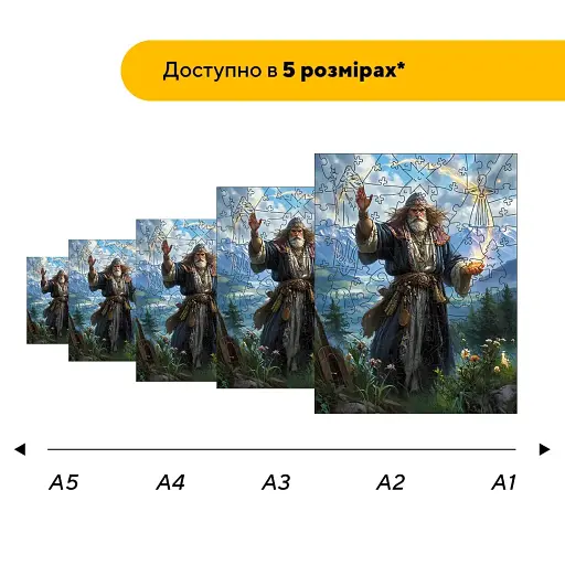 Дерев'яний фігурний пазл Мольфар, А3, Картонна коробка 200 елементів - фото 2